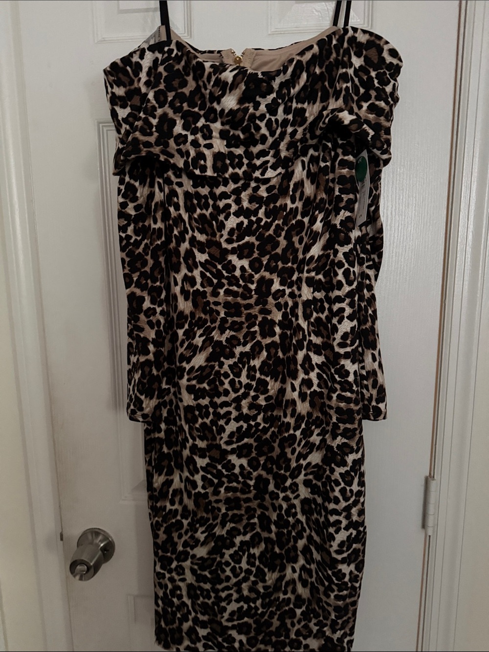 Leopard Print Off-Shoulder Midi Dress - Brown/Black